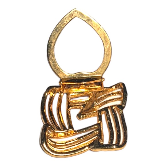 VTG Classic Abstract Weave Gold Tone Square Scarf, Hat or Dress Clip Accessory - Picture 4 of 6